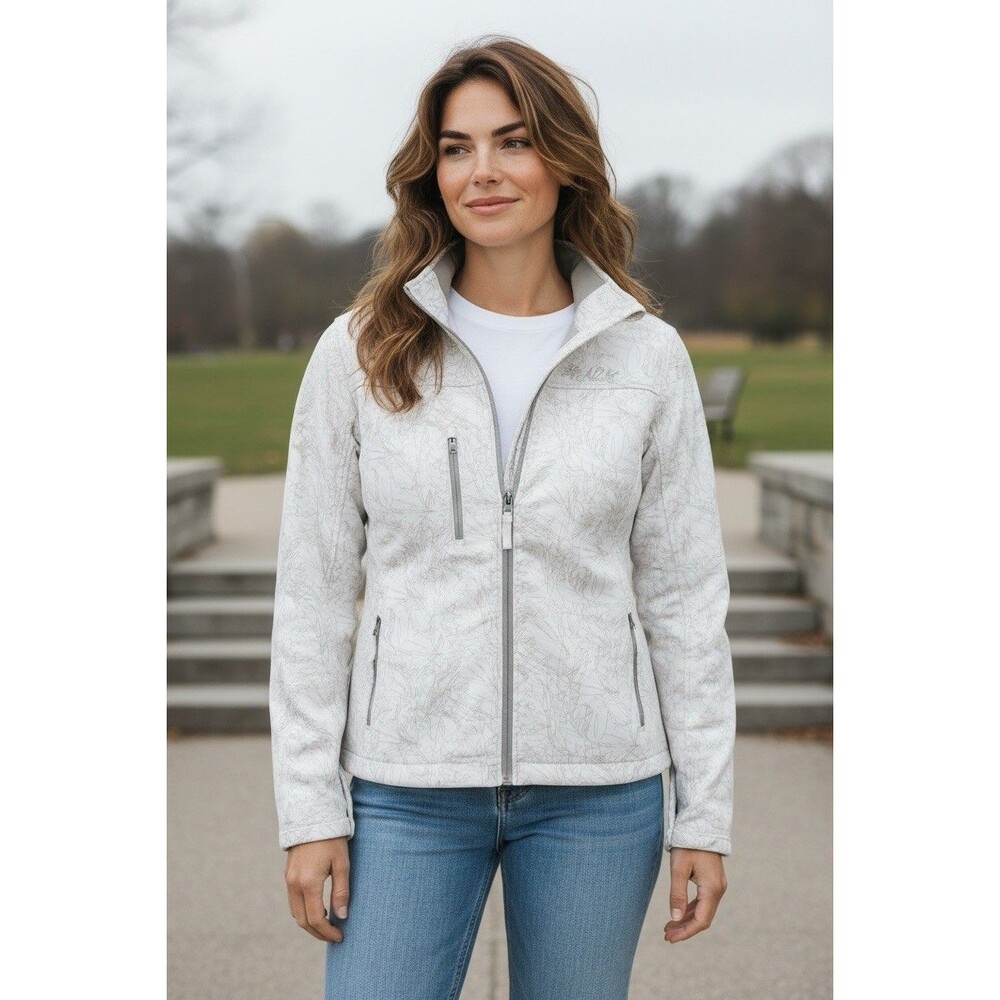Prairie Mountain Alaska Jacket Women's Ivory and Gray Multi Pockets size XLarge